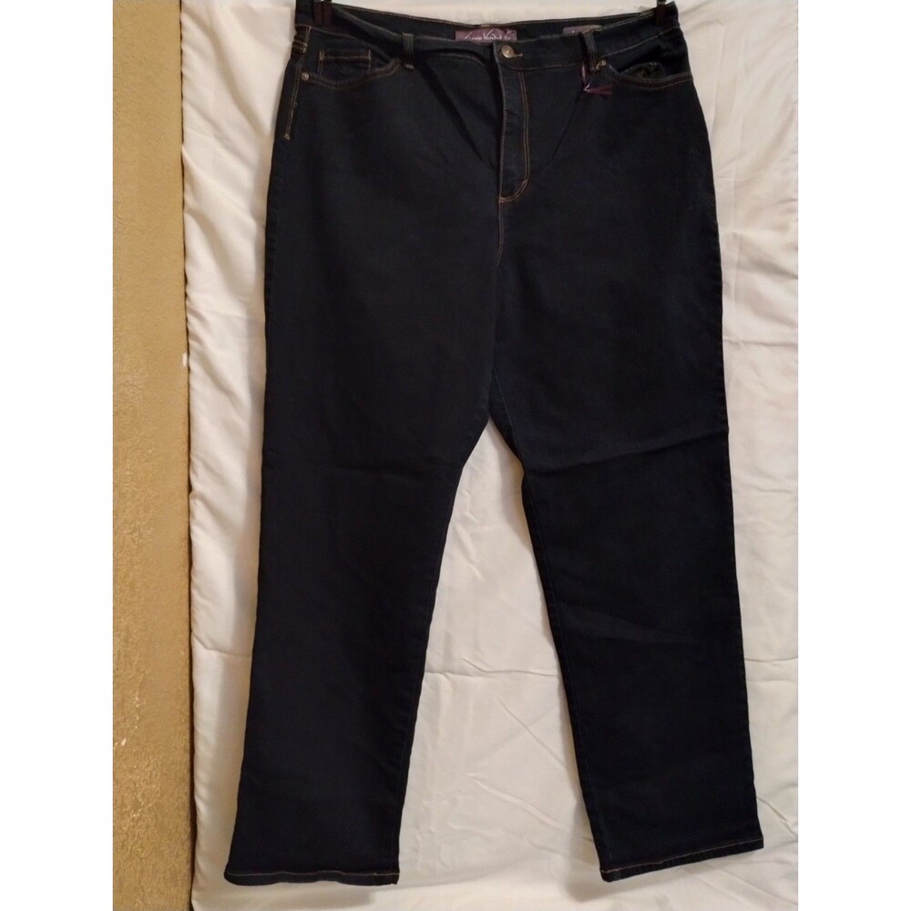Gloria Vanderbilt Women's Dark Wash Blue Denim Straight Leg Jeans Size 16